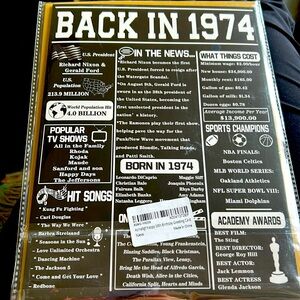 Back in 1974 BIG Birthday Card with Gold Envelope 11x8 1/2 inches